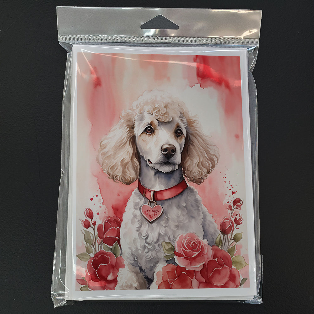 Glamorous Pups : Poodle Valentine Roses Greeting Cards Pack of 8