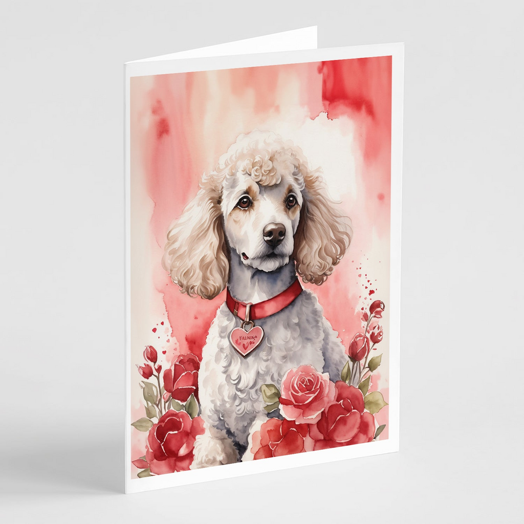 Glamorous Pups : Poodle Valentine Roses Greeting Cards Pack of 8