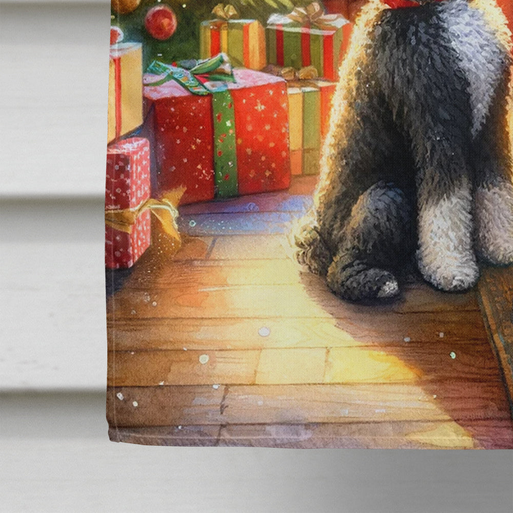Glamorous Pups : Portuguese Water Dog and Santa Claus House Flag