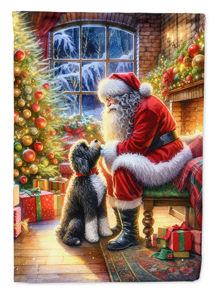 Glamorous Pups : Portuguese Water Dog and Santa Claus House Flag