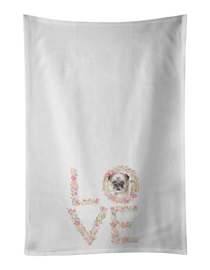 Glamorous Pups : Pug #5 LOVE Kitchen Towel Set of 2