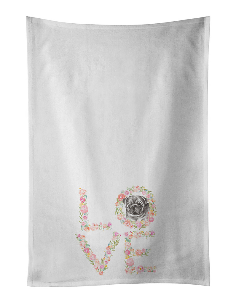 Glamorous Pups : Pug #8 LOVE Kitchen Towel Set of 2