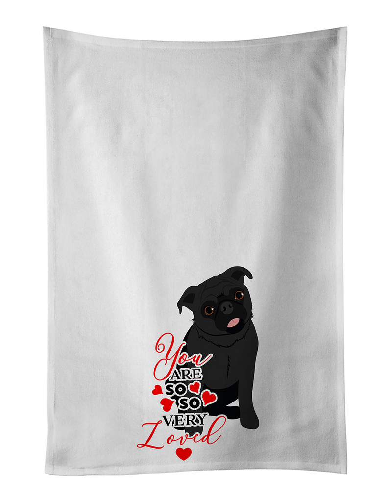 Glamorous Pups : Pug Black #1 so Loved Kitchen Towel Set of 2