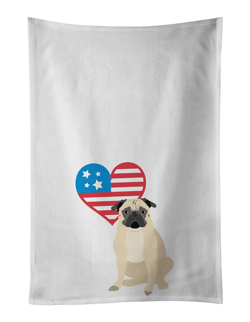 Glamorous Pups : Pug Fawn #1 Patriotic Kitchen Towel Set of 2