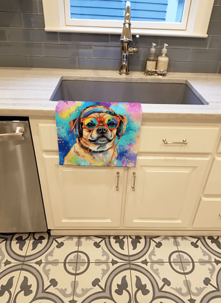 Glamorous Pups : Pug Hippie Dawg Kitchen Towel