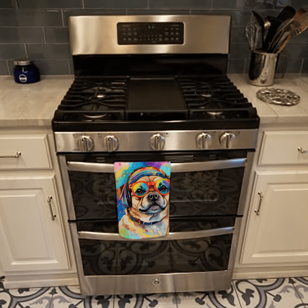 Glamorous Pups : Pug Hippie Dawg Kitchen Towel