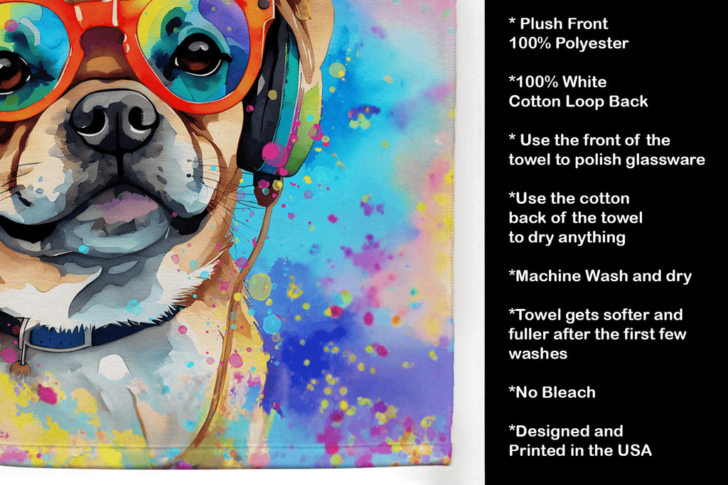 Glamorous Pups : Pug Hippie Dawg Kitchen Towel