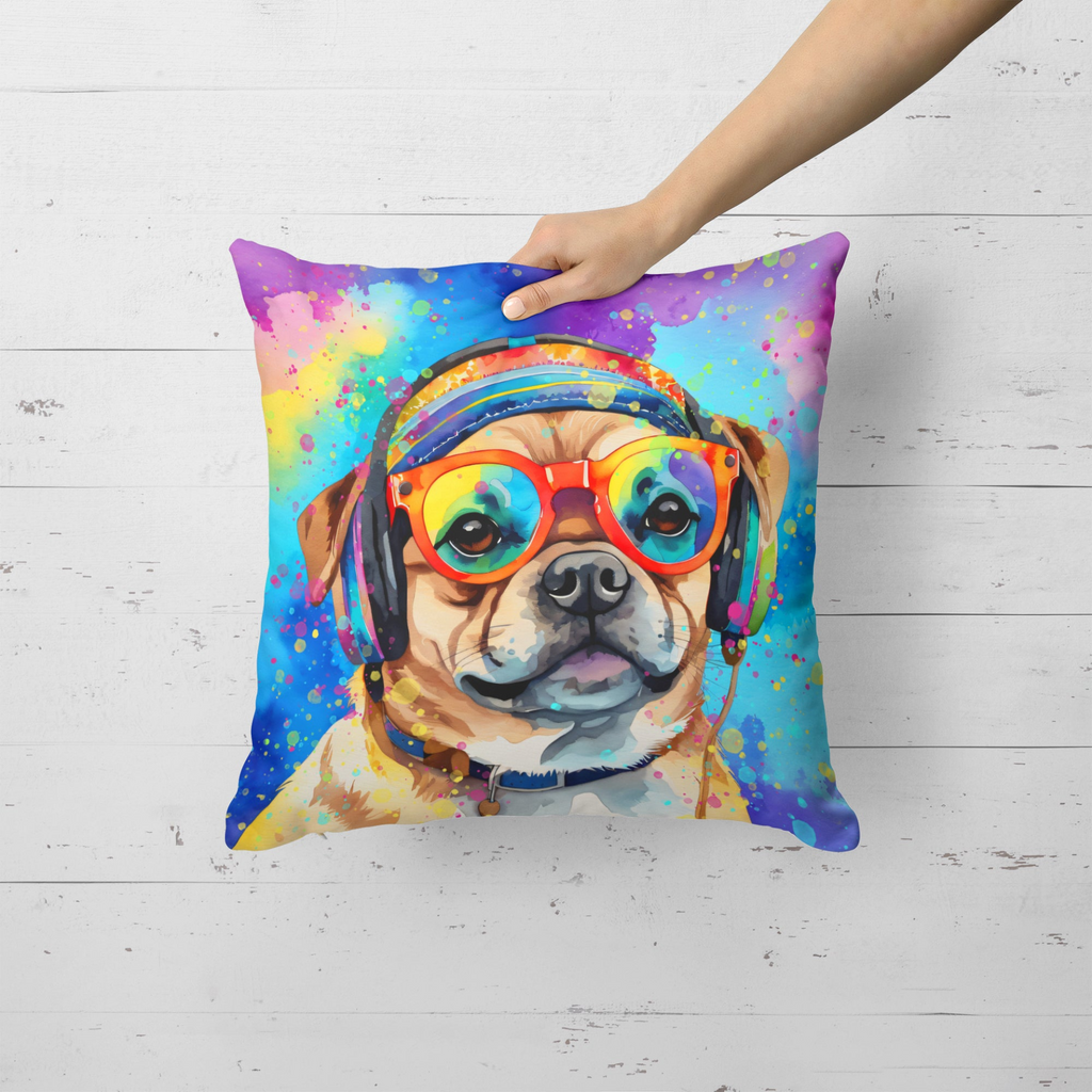 Glamorous Pups : Pug Hippie Dawg Throw Pillow