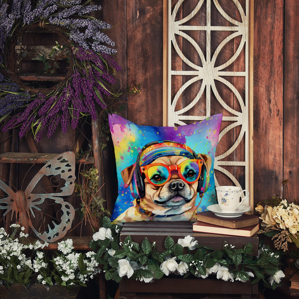 Glamorous Pups : Pug Hippie Dawg Throw Pillow