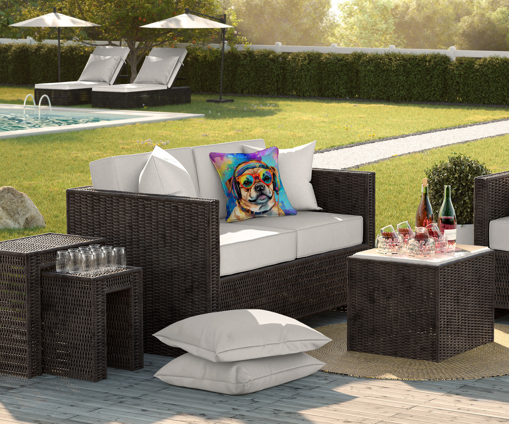 Glamorous Pups : Pug Hippie Dawg Throw Pillow