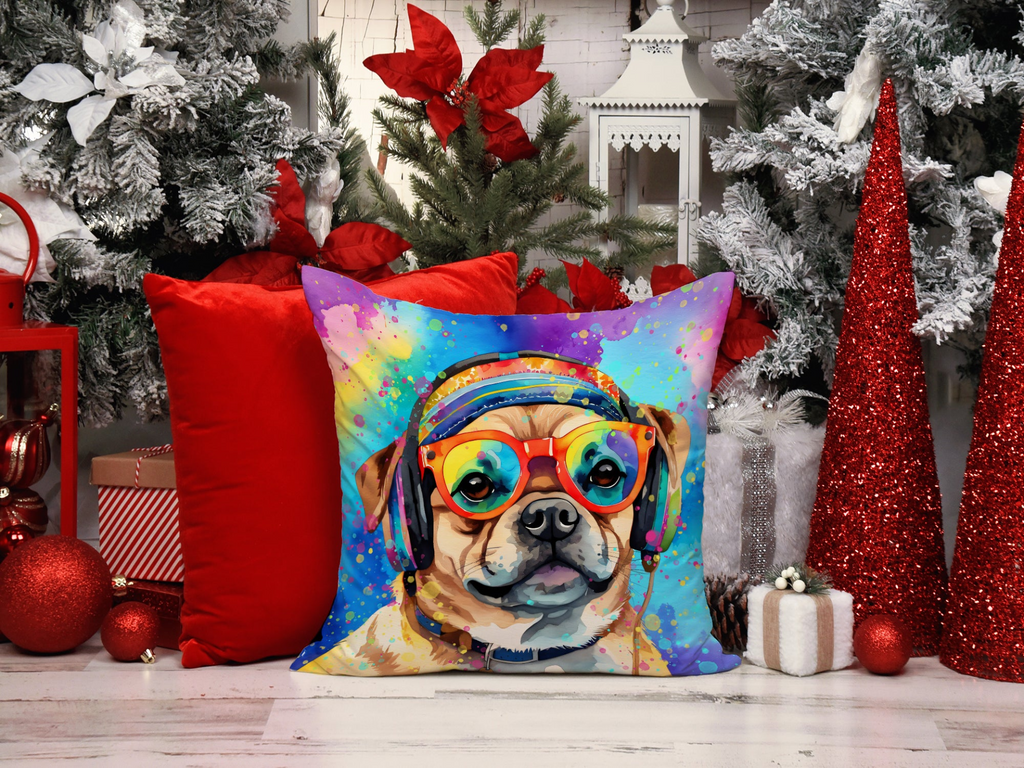 Glamorous Pups : Pug Hippie Dawg Throw Pillow
