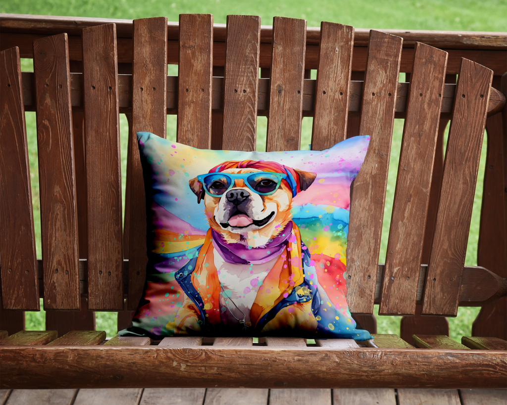 Glamorous Pups : Pug Hippie Dawg Throw Pillow