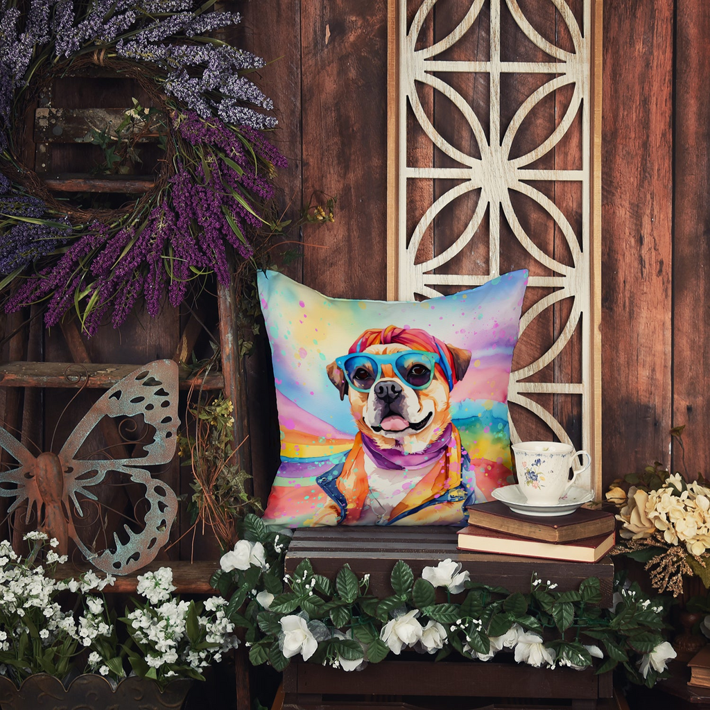 Glamorous Pups : Pug Hippie Dawg Throw Pillow