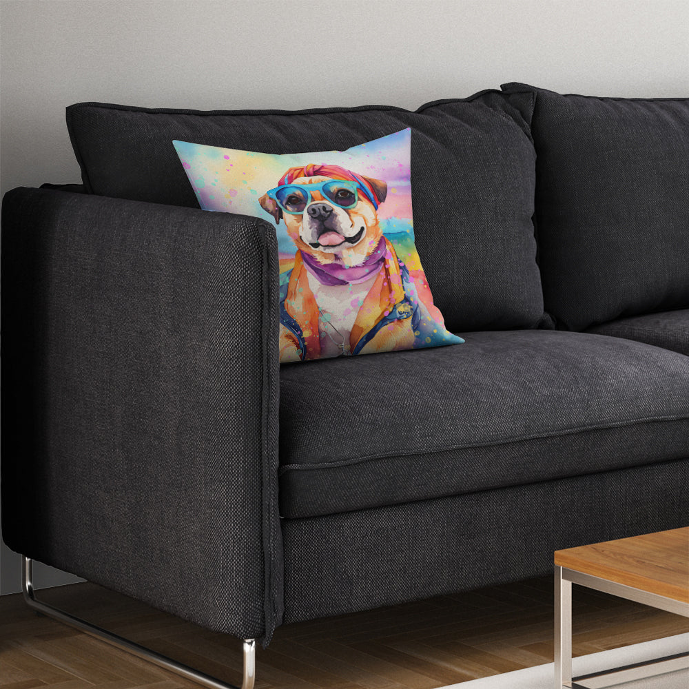 Glamorous Pups : Pug Hippie Dawg Throw Pillow