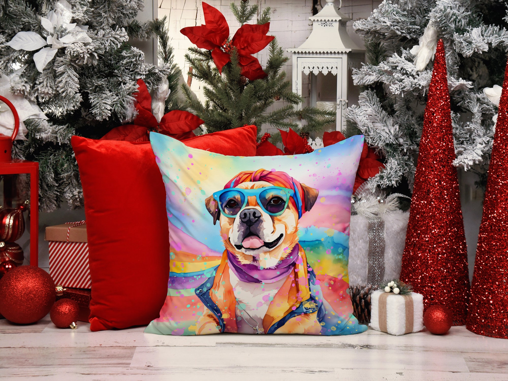 Glamorous Pups : Pug Hippie Dawg Throw Pillow