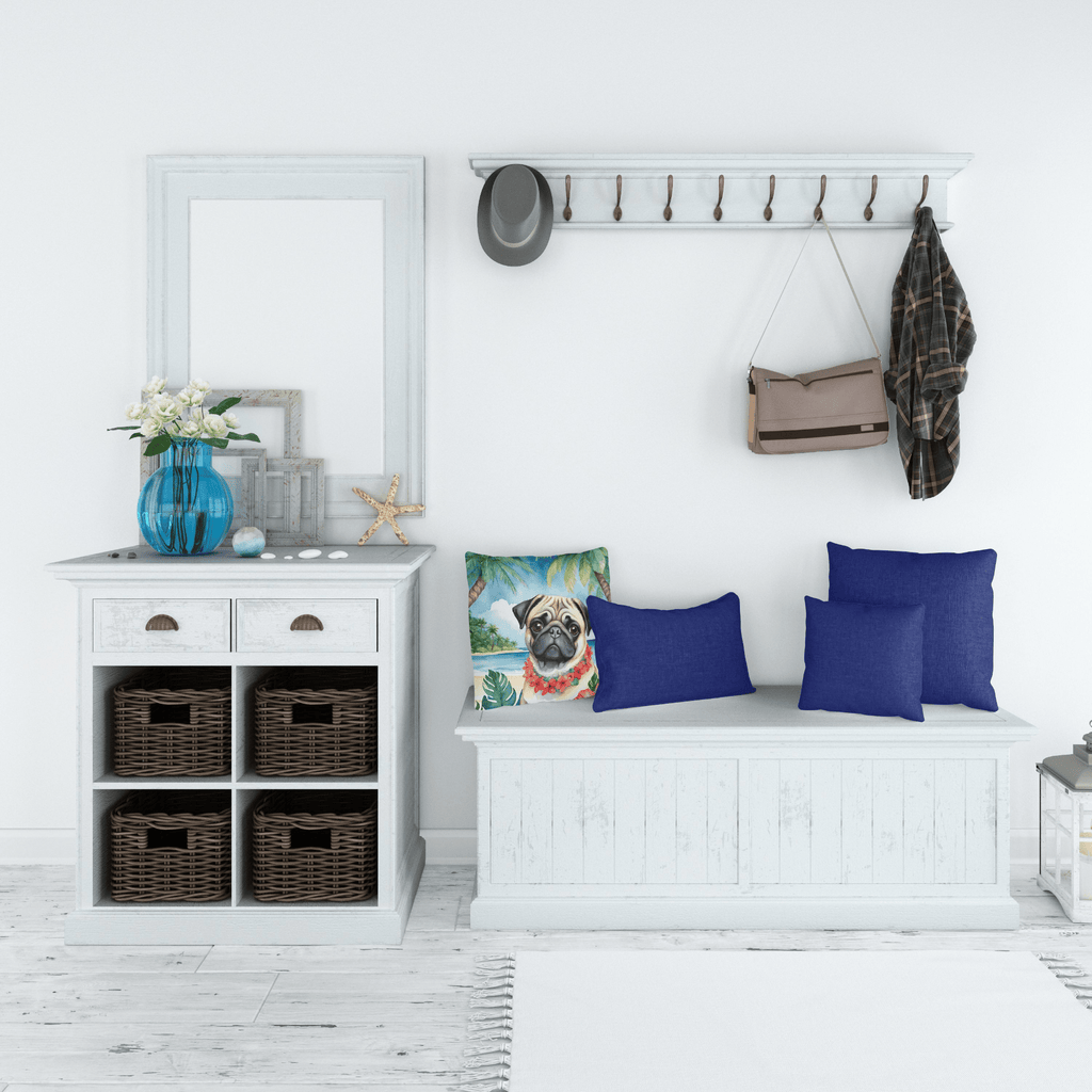 Glamorous Pups : Pug Luau Throw Pillow