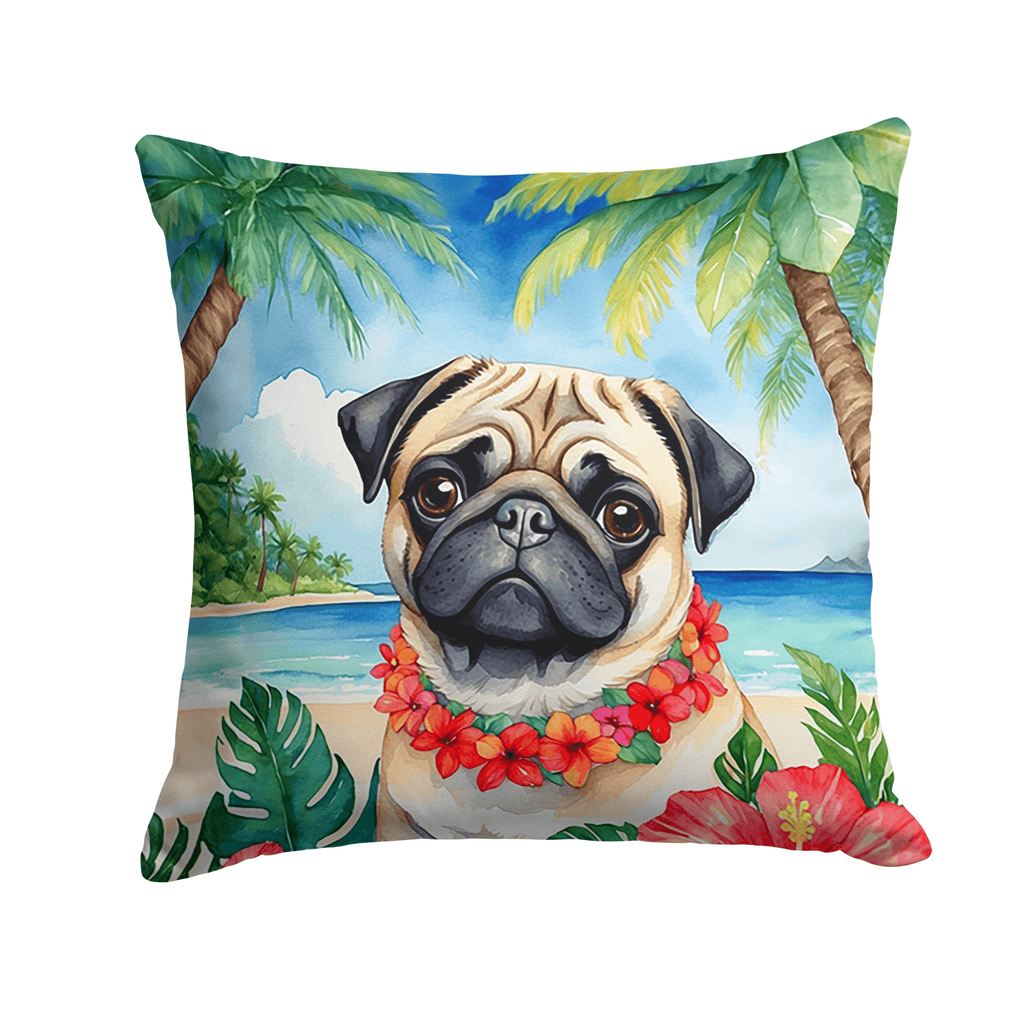 Glamorous Pups : Pug Luau Throw Pillow