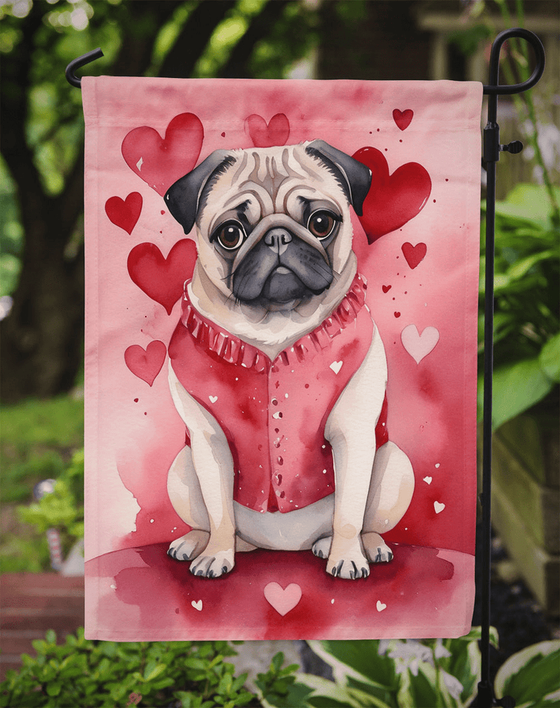 Glamorous Pups : Pug My Valentine Garden Flag