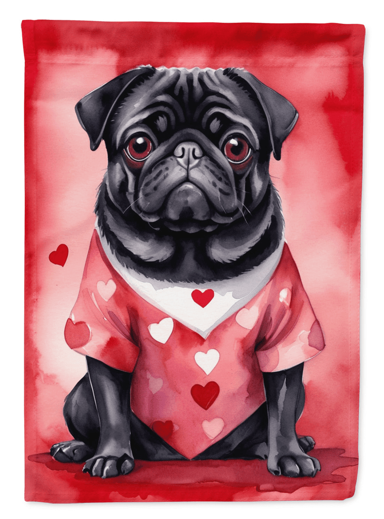 Glamorous Pups : Pug My Valentine House Flag
