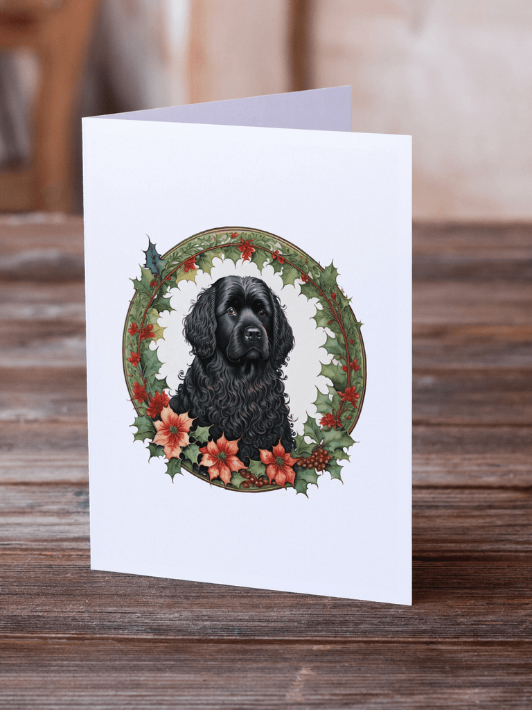 Glamorous Pups : Puli Christmas Flowers Greeting Cards Pack of 8