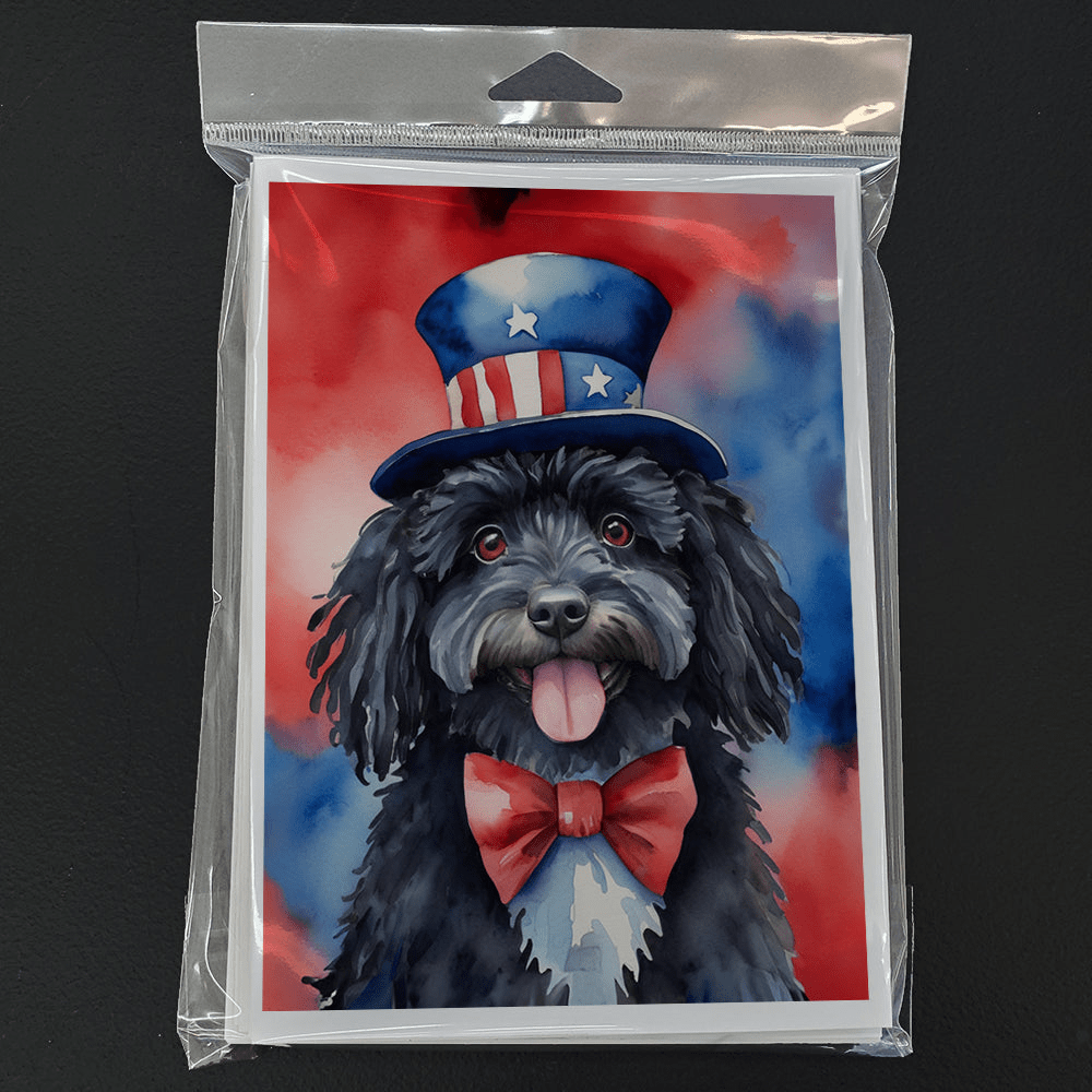 Glamorous Pups : Puli Patriotic American Greeting Cards Pack of 8
