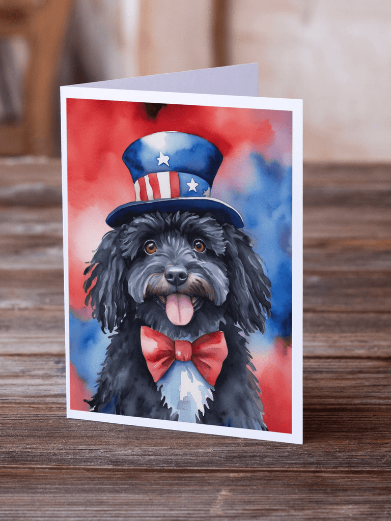Glamorous Pups : Puli Patriotic American Greeting Cards Pack of 8