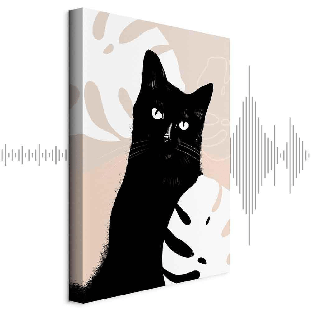 Glamorous Pups : Quadro - Cat in Monsteras (1 Part) Vertical