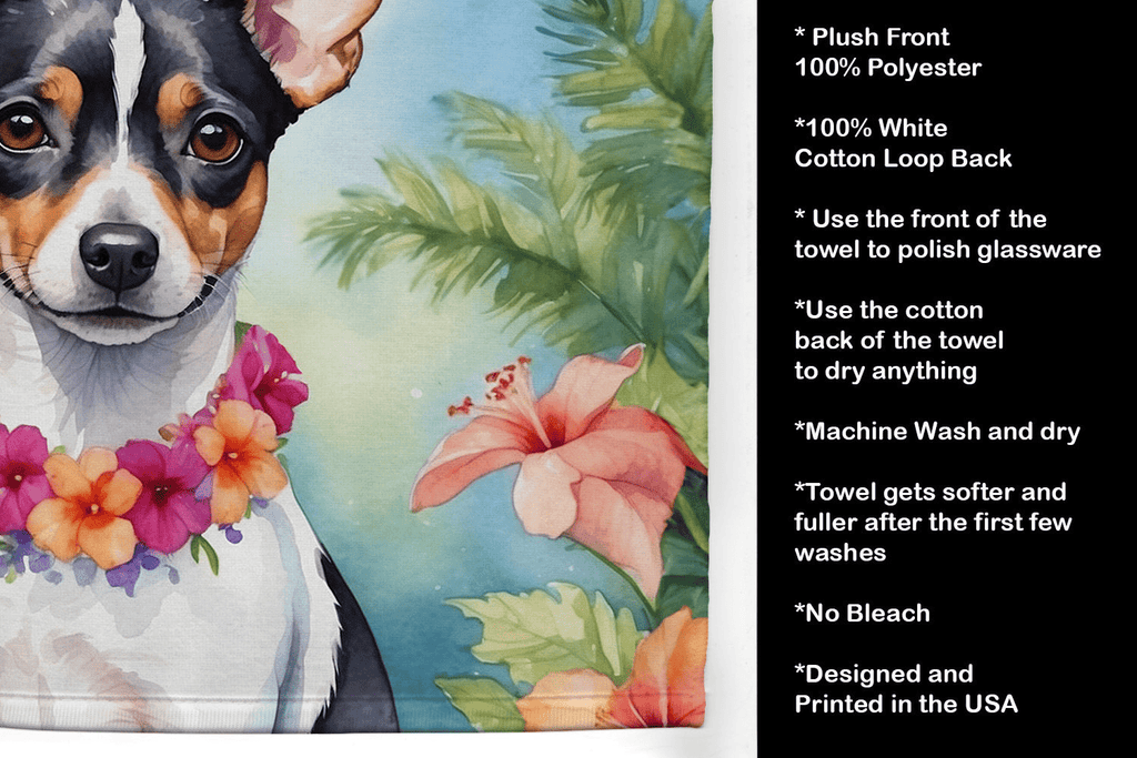Glamorous Pups : Rat Terrier Luau Kitchen Towel