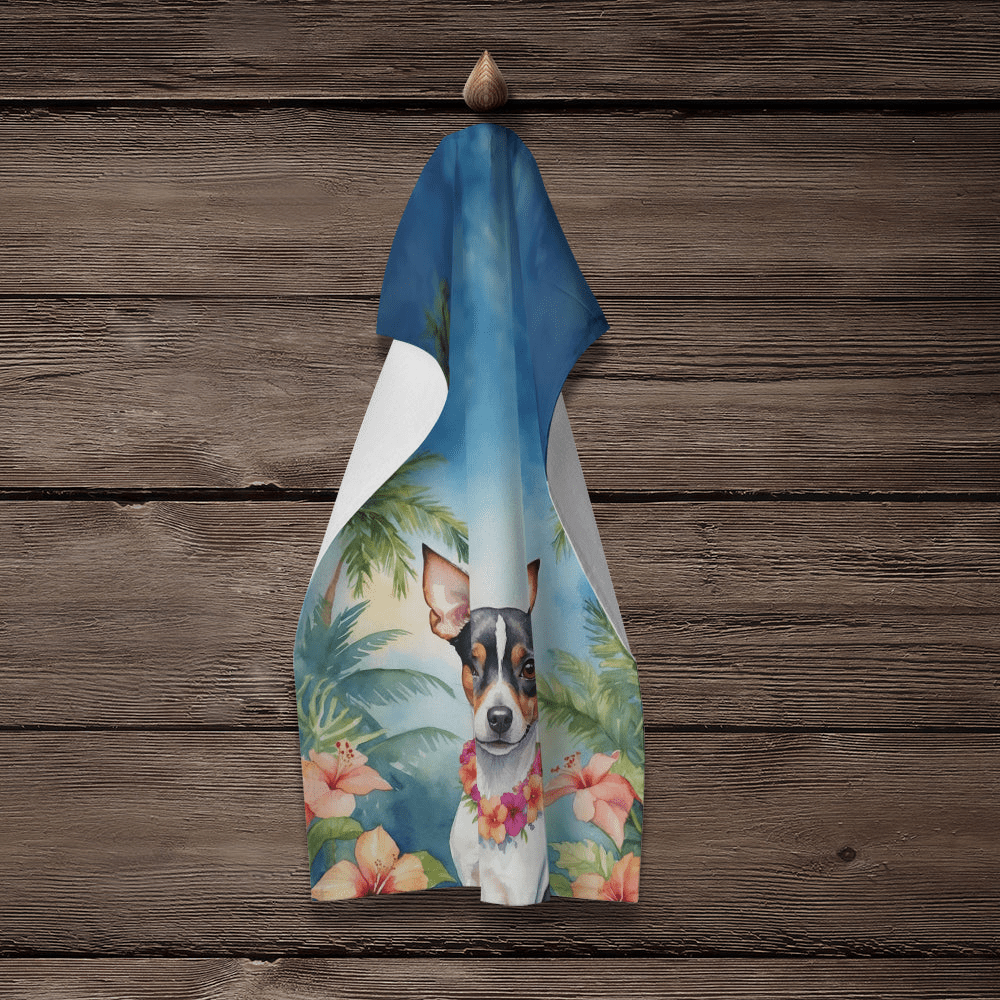 Glamorous Pups : Rat Terrier Luau Kitchen Towel
