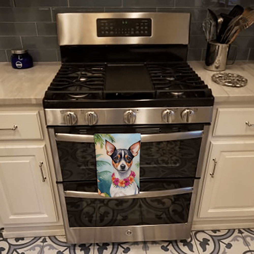 Glamorous Pups : Rat Terrier Luau Kitchen Towel
