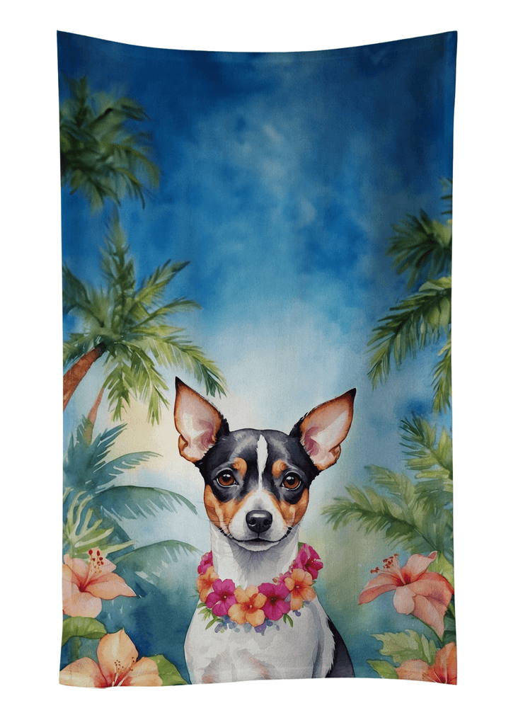 Glamorous Pups : Rat Terrier Luau Kitchen Towel