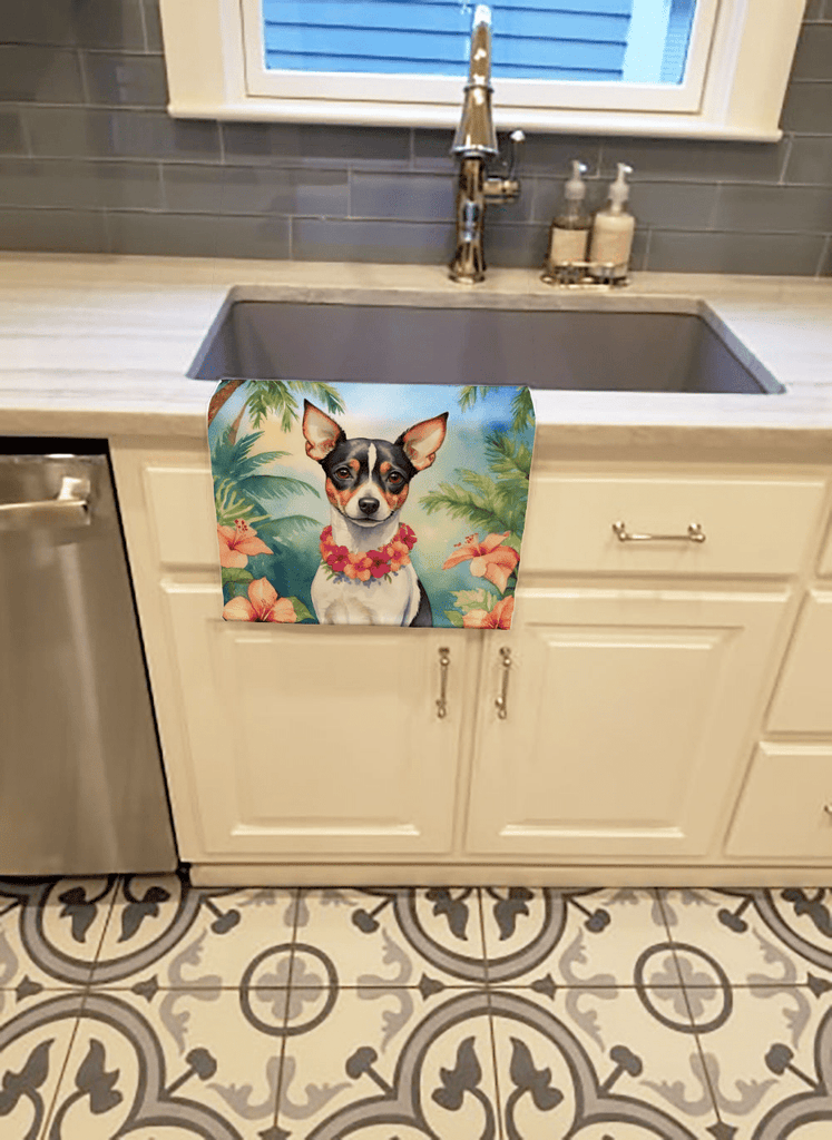 Glamorous Pups : Rat Terrier Luau Kitchen Towel