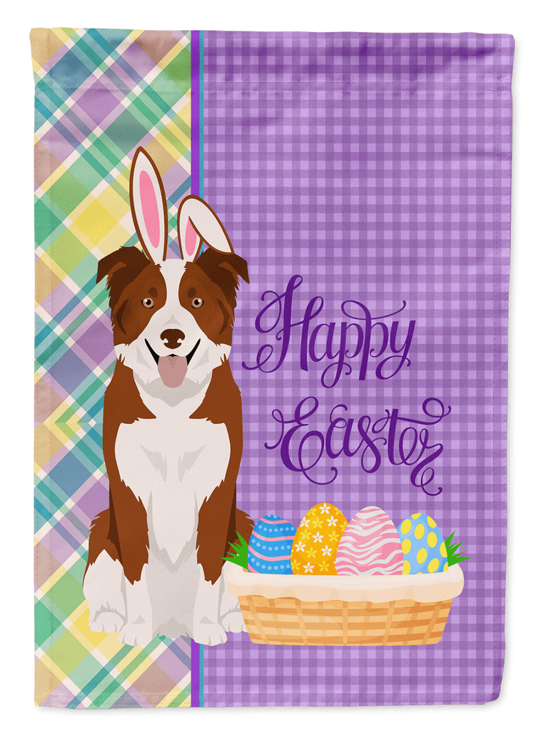 Glamorous Pups : Red and White Border Collie Easter Garden Flag
