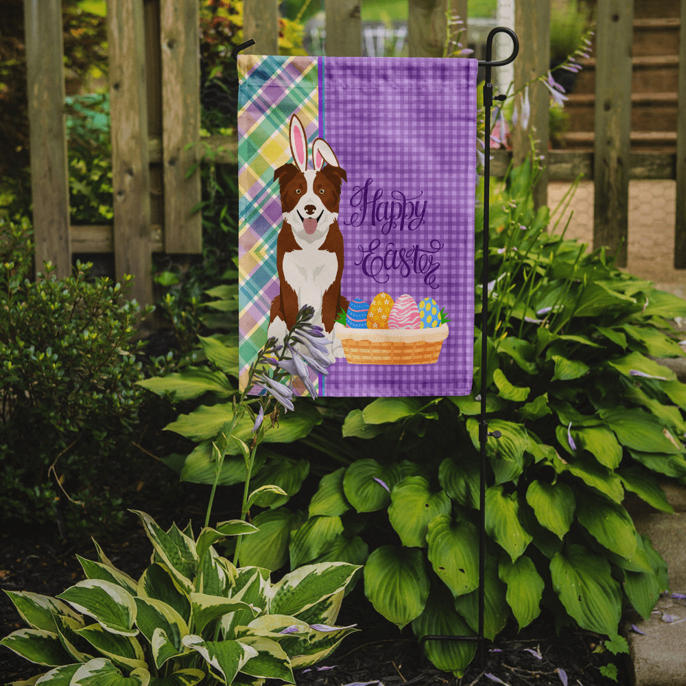 Glamorous Pups : Red and White Border Collie Easter Garden Flag