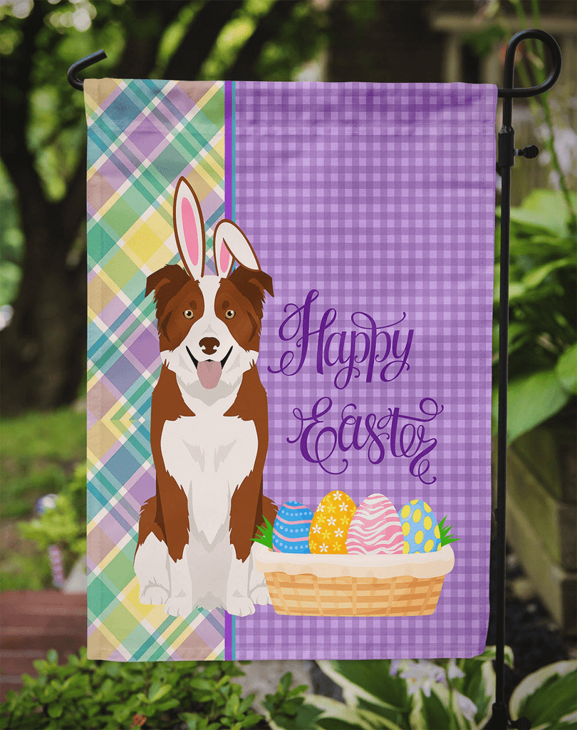 Glamorous Pups : Red and White Border Collie Easter Garden Flag