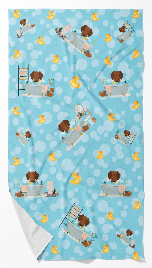 Glamorous Pups : Red Brown Dachshund in Bathtub Bath Towel Large