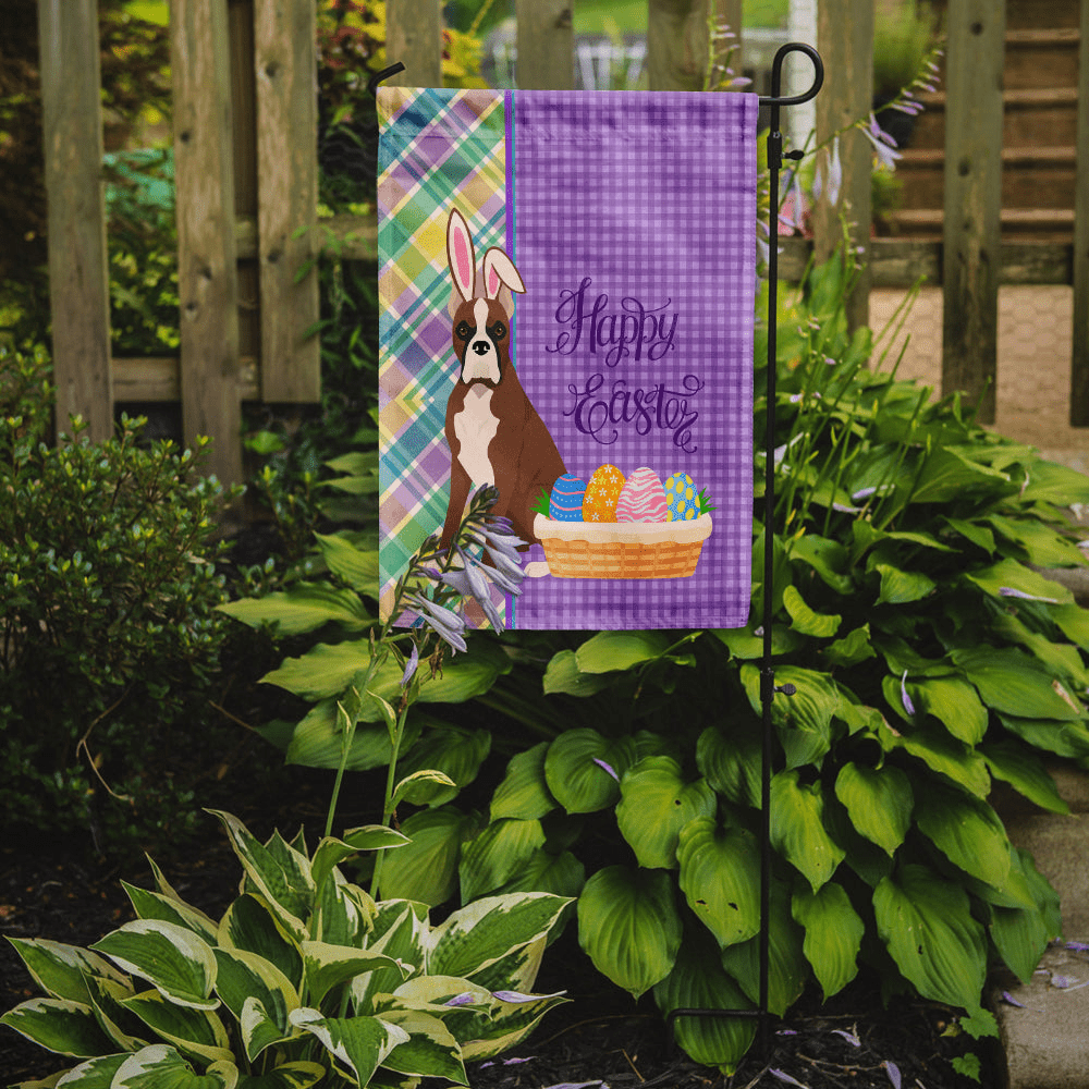 Glamorous Pups : Red Fawn Boxer Easter Garden Flag