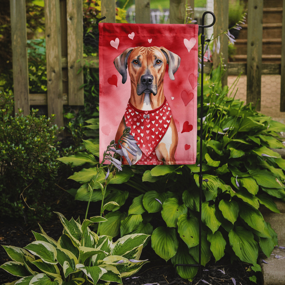 Glamorous Pups : Rhodesian Ridgeback My Valentine Garden Flag