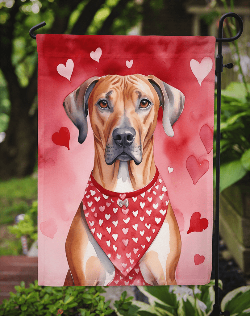Glamorous Pups : Rhodesian Ridgeback My Valentine Garden Flag