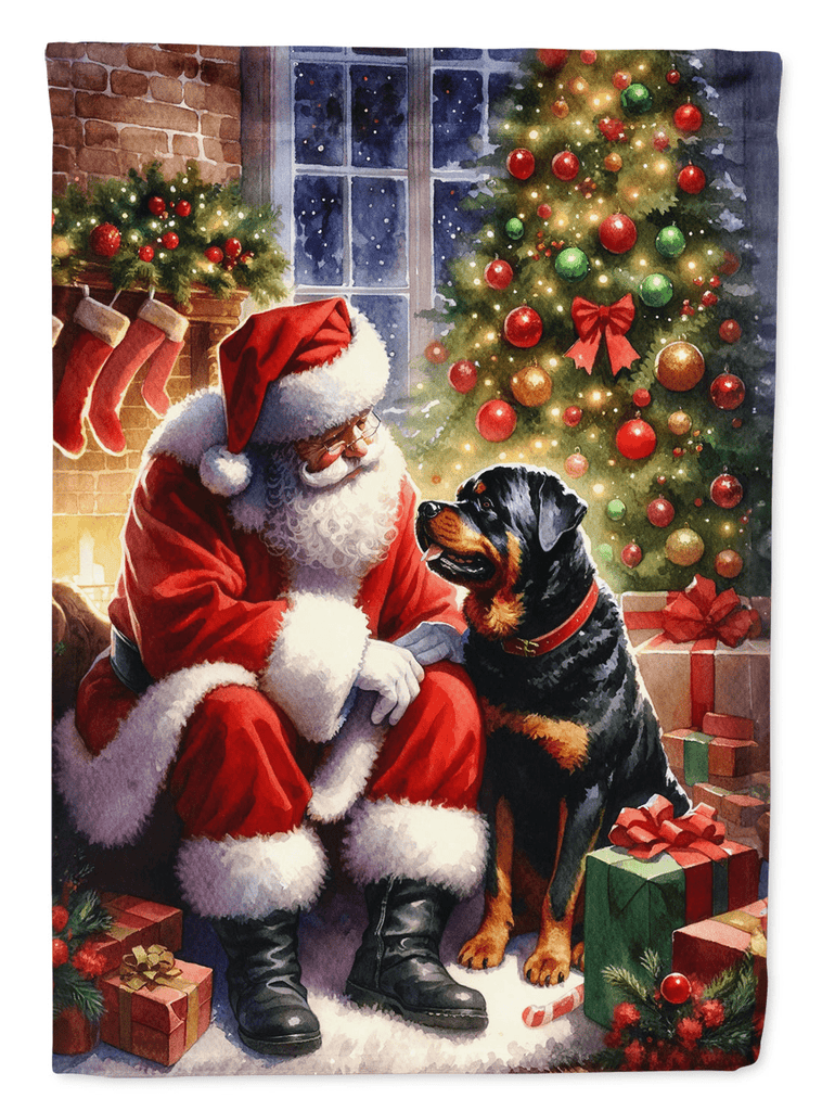 Glamorous Pups : Rottweiler and Santa Claus Garden Flag