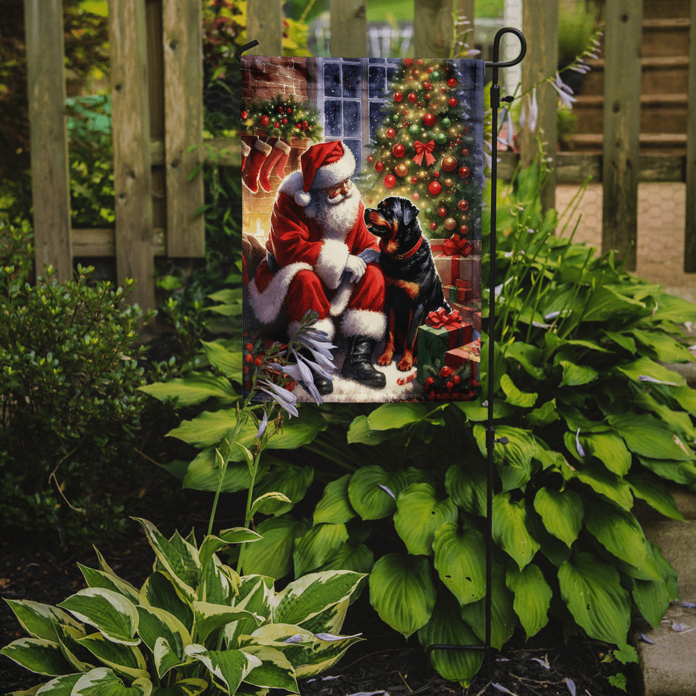 Glamorous Pups : Rottweiler and Santa Claus Garden Flag