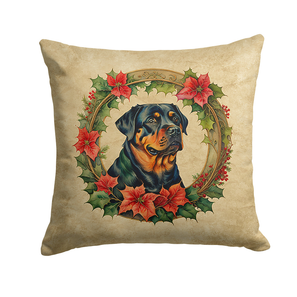 Glamorous Pups : Rottweiler Christmas Flowers Throw Pillow