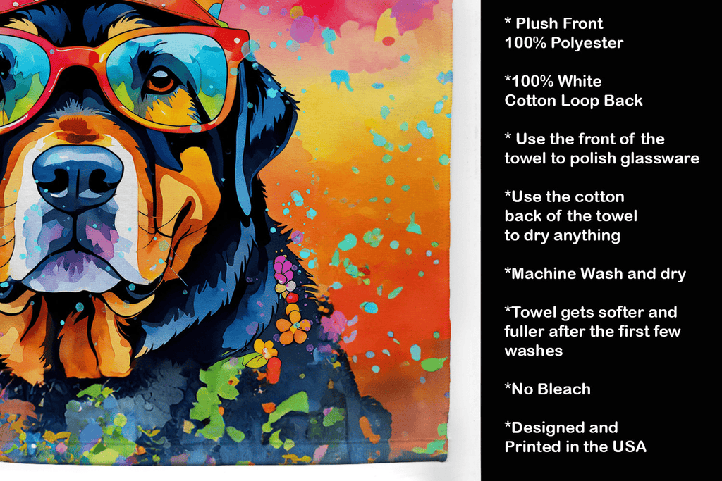 Glamorous Pups : Rottweiler Hippie Dawg Kitchen Towel