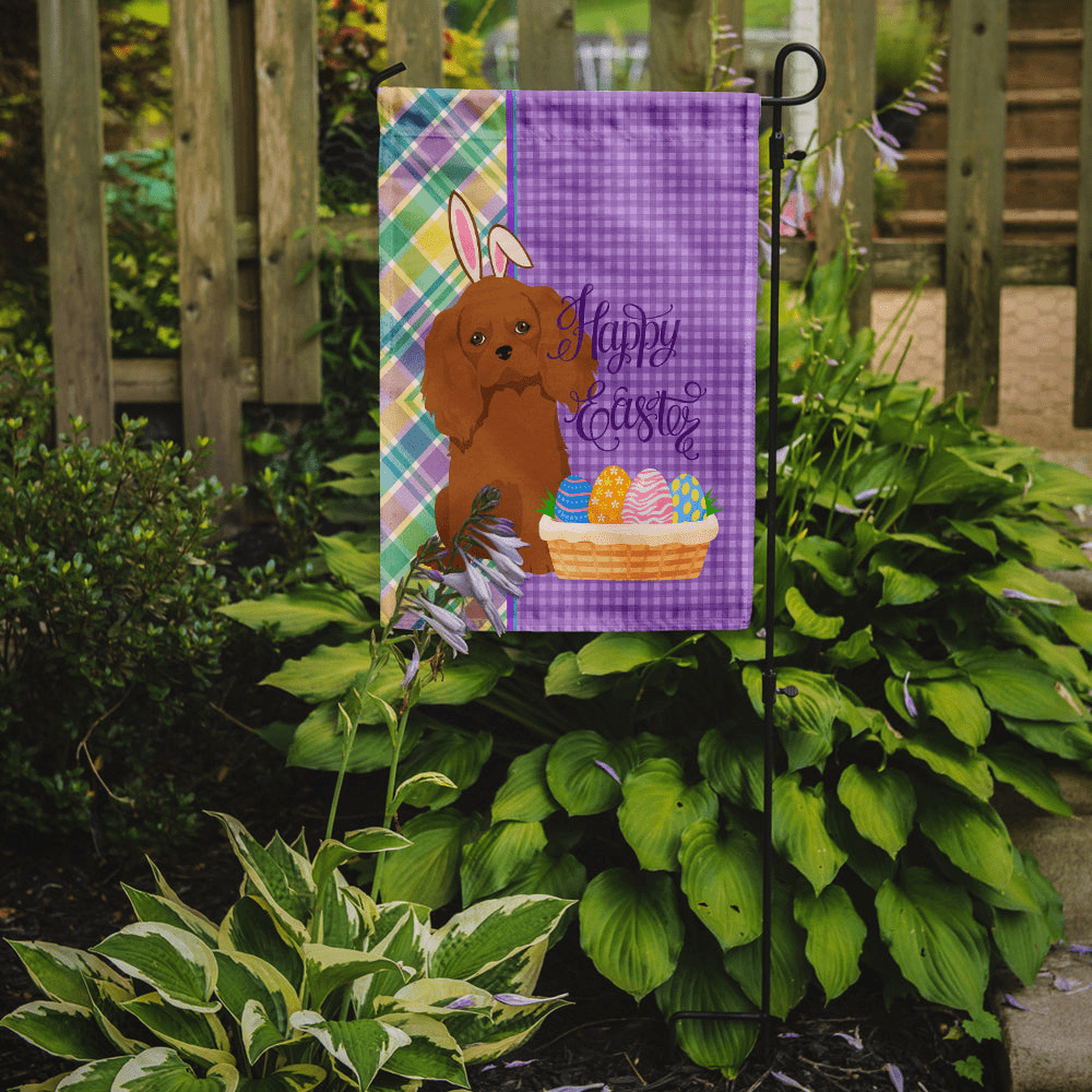 Glamorous Pups : Ruby Cavalier Spaniel Easter Garden Flag