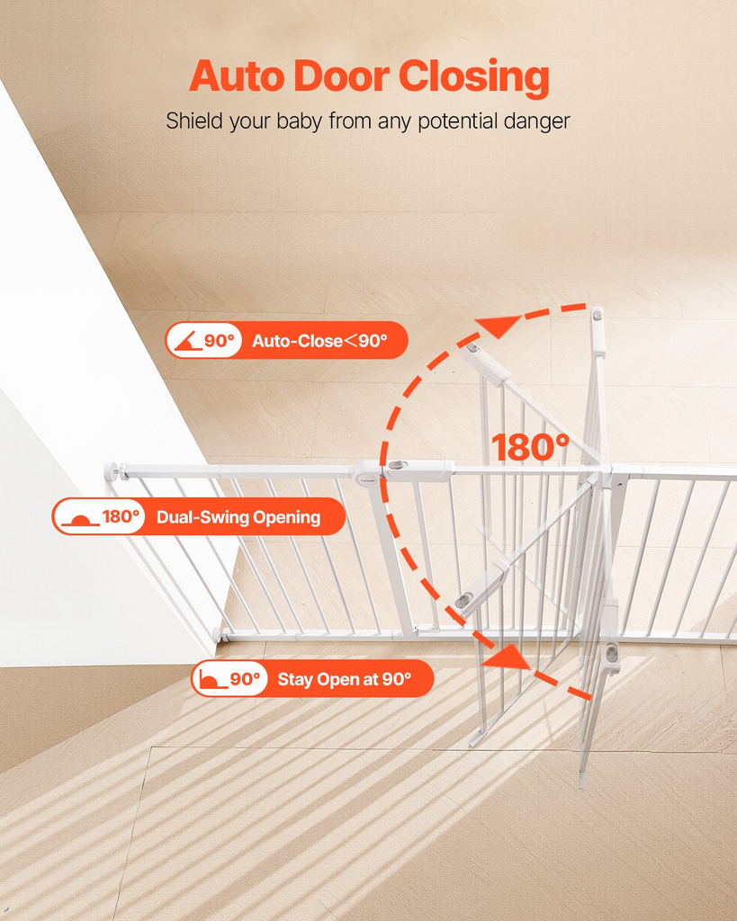 Vevor Dog Training & Behavior: SafeStep Adjustable Baby & Pet Gate – 60.6–63.3" Wide Pressure-Mounted Walk-Through Barrier (White)