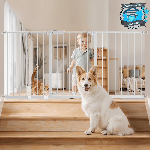 Vevor Dog Training & Behavior: SafeStep Adjustable Baby & Pet Gate – 60.6–63.3" Wide Pressure-Mounted Walk-Through Barrier (White)