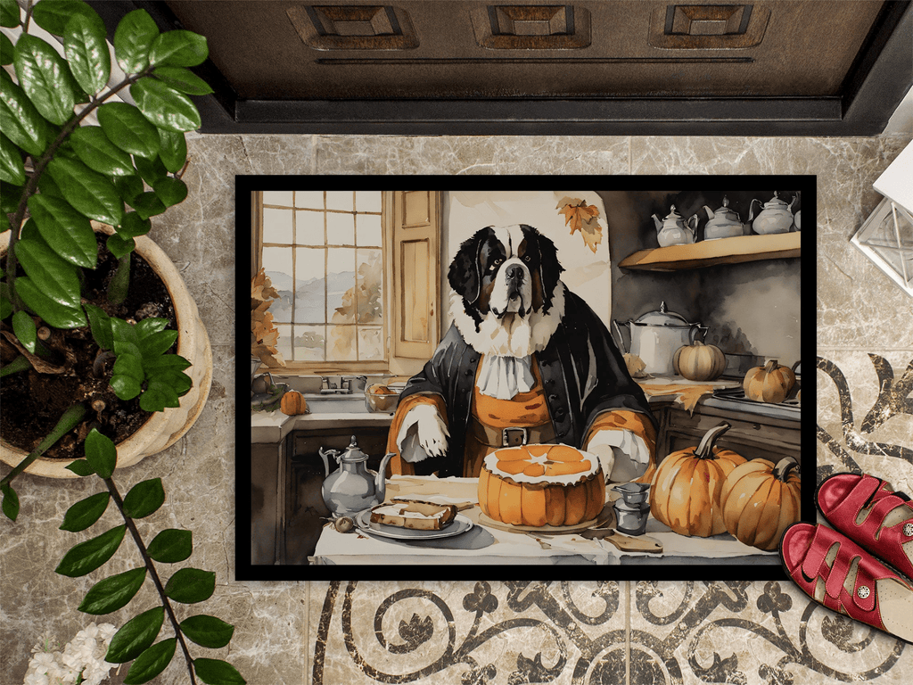 Glamorous Pups : Saint Bernard Fall Kitchen Pumpkins Doormat