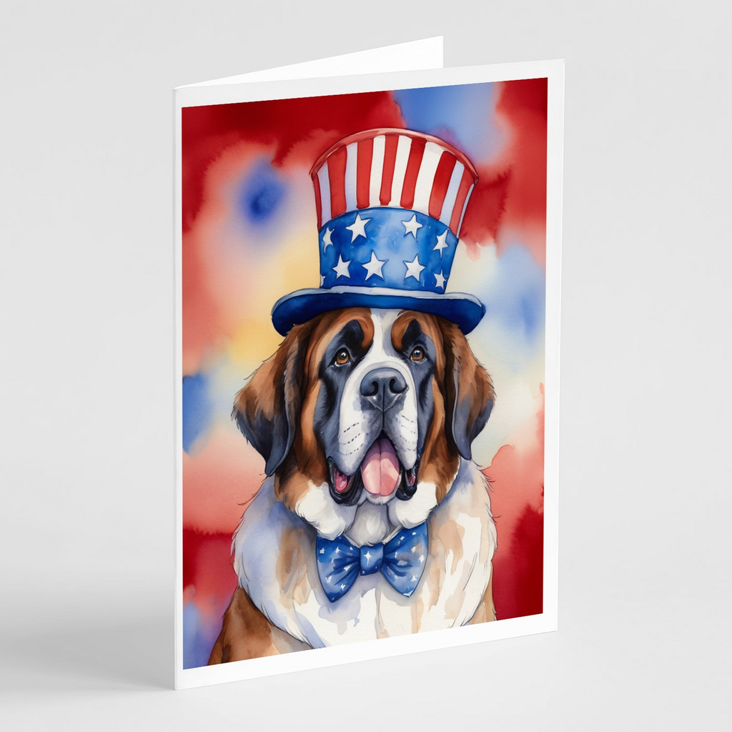 Glamorous Pups : Saint Bernard Patriotic American Greeting Cards Pack of 8