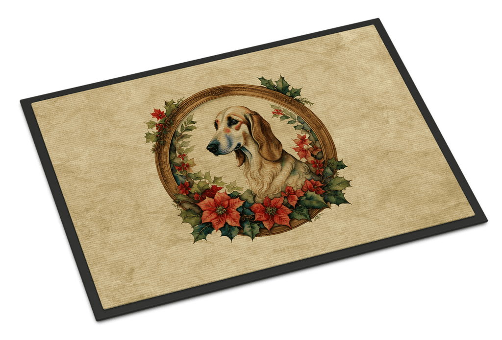 Glamorous Pups : Saluki Christmas Flowers Doormat