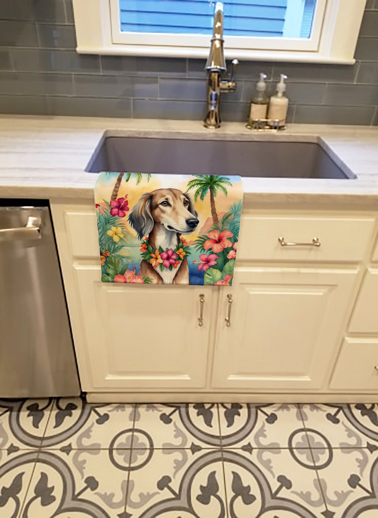 Glamorous Pups : Saluki Luau Kitchen Towel